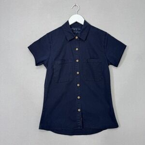 Dovetail Workwear Mechanic's Workshirt Women XS Blue Snap Button Utility Outdoor